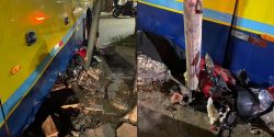 motociclista-fica-preso-embaixo-de-onibus-apos-acidente-em-sao-luis;-vitima-sofreu-grave-lesao-na-perna